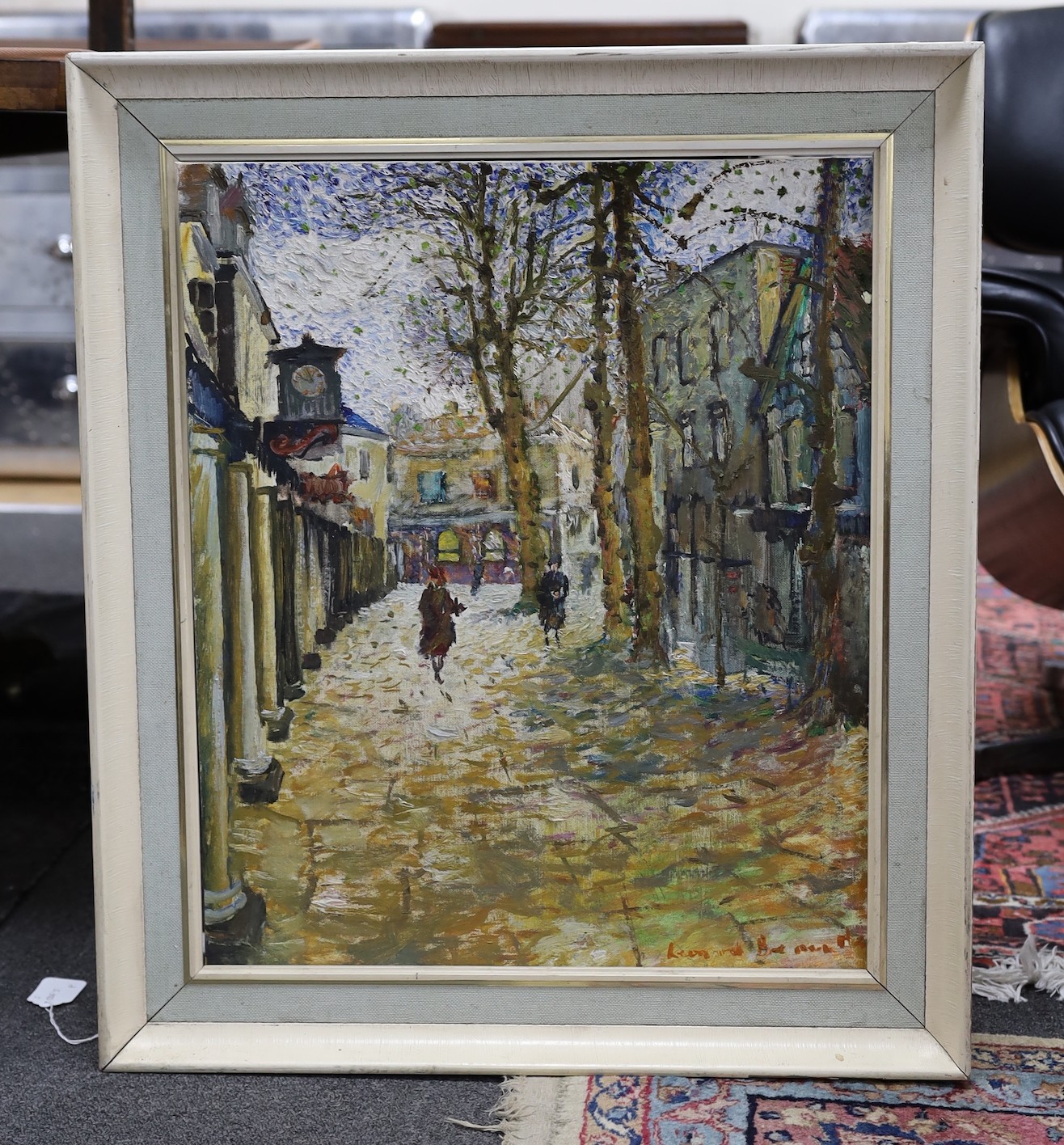 Leonard Barnard, oil on board , parisian street scene, signed, 60 x 50cm